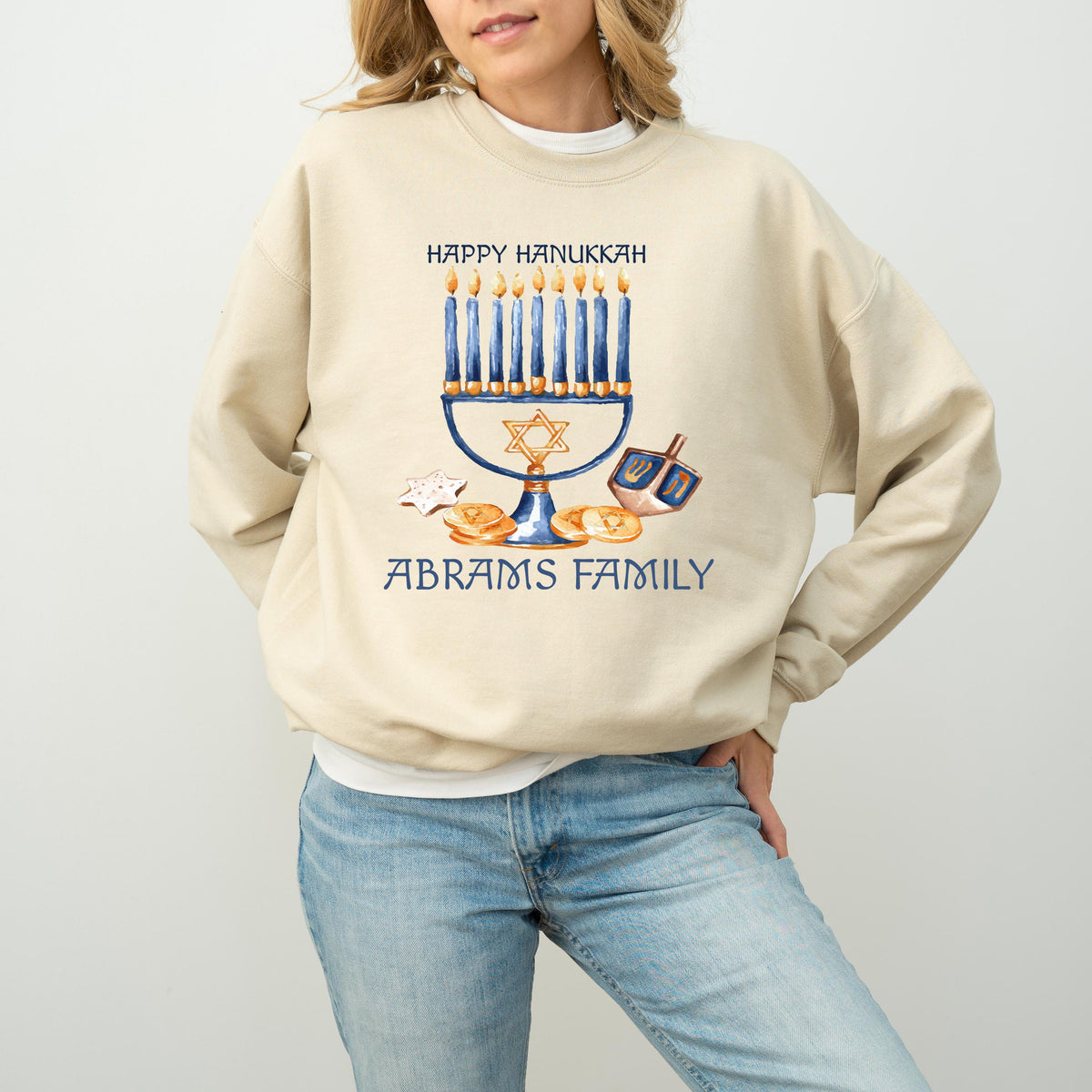 Personalized Hanukkah Family Shirt, Jewish Family Holiday Matching Tees, Menorah Sweatshirt