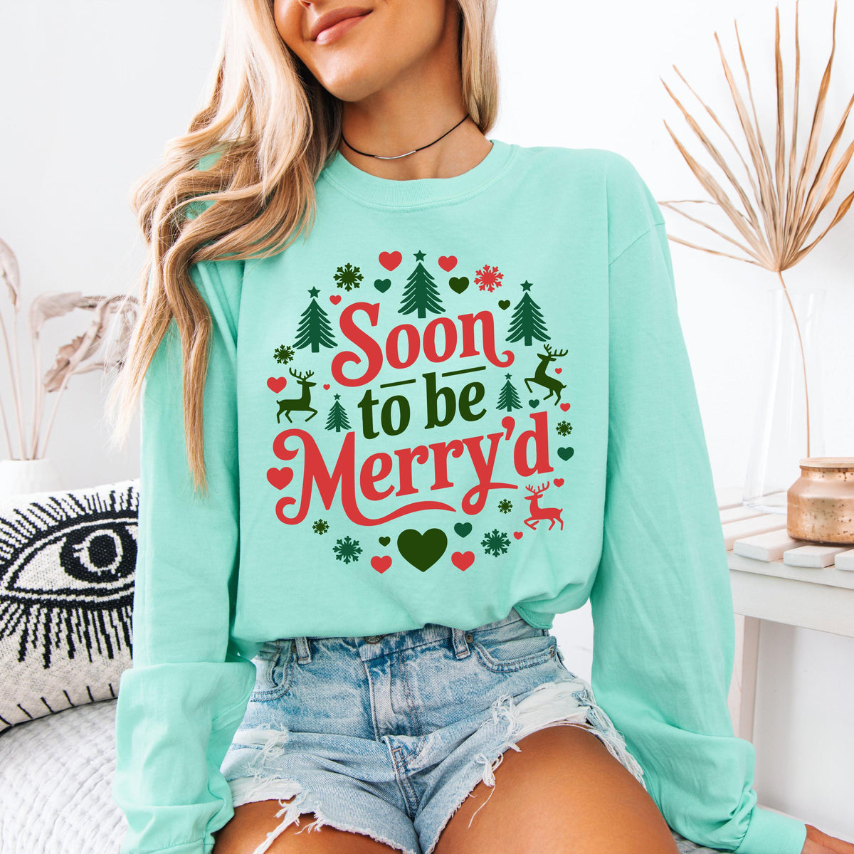 Christmas Engaged Couple Comfort Colors® T-Shirt, Soon to be Merry'd Gift Tee, Holiday Couple Matching Long Sleeve