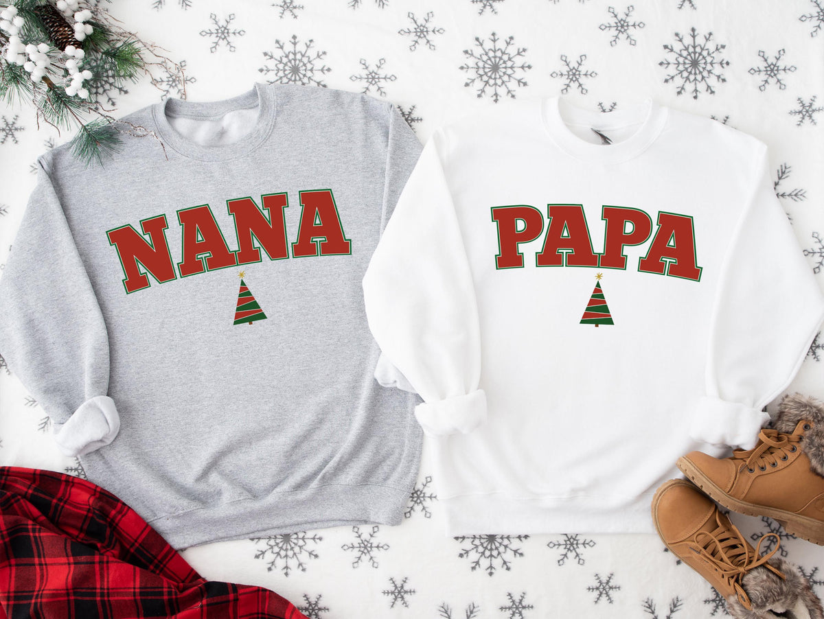 Christmas Tree Family Shirt, Xmas Mama & Dada Matching T-shirt, Christmas Nana and Papa Gift Tee