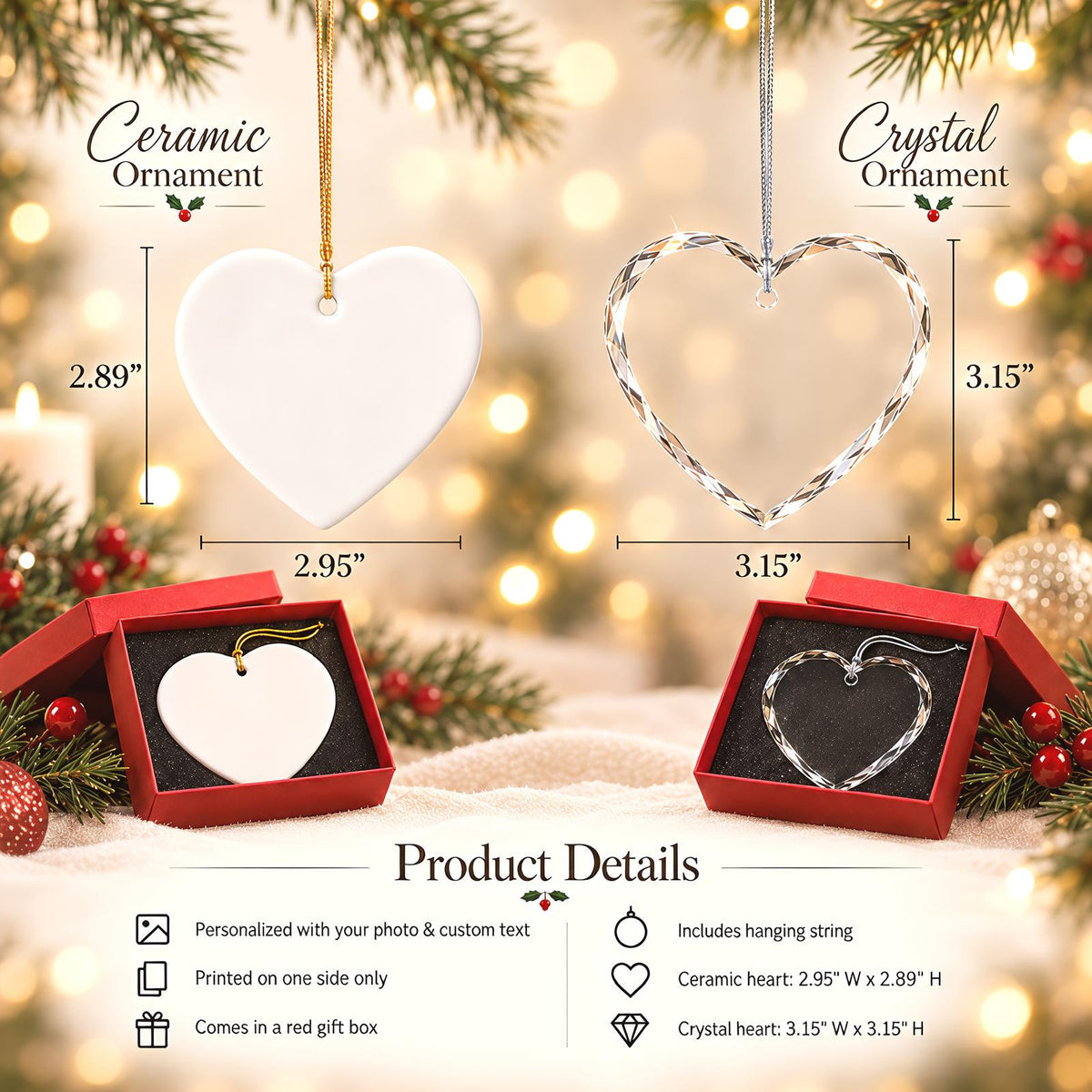Personalized State to State Heart Ornament, Long Distance Glass or Ceramic Keepsake