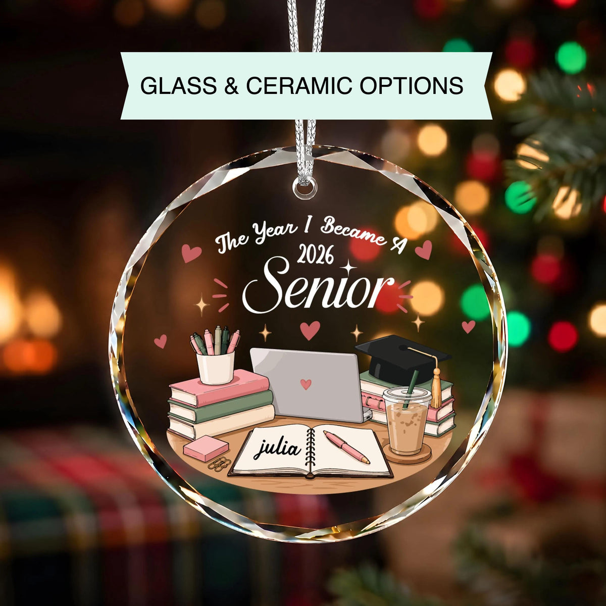 Personalized Senior Graduation Ornament, The Year I Became a Senior Keepsake (Glass or Ceramic)