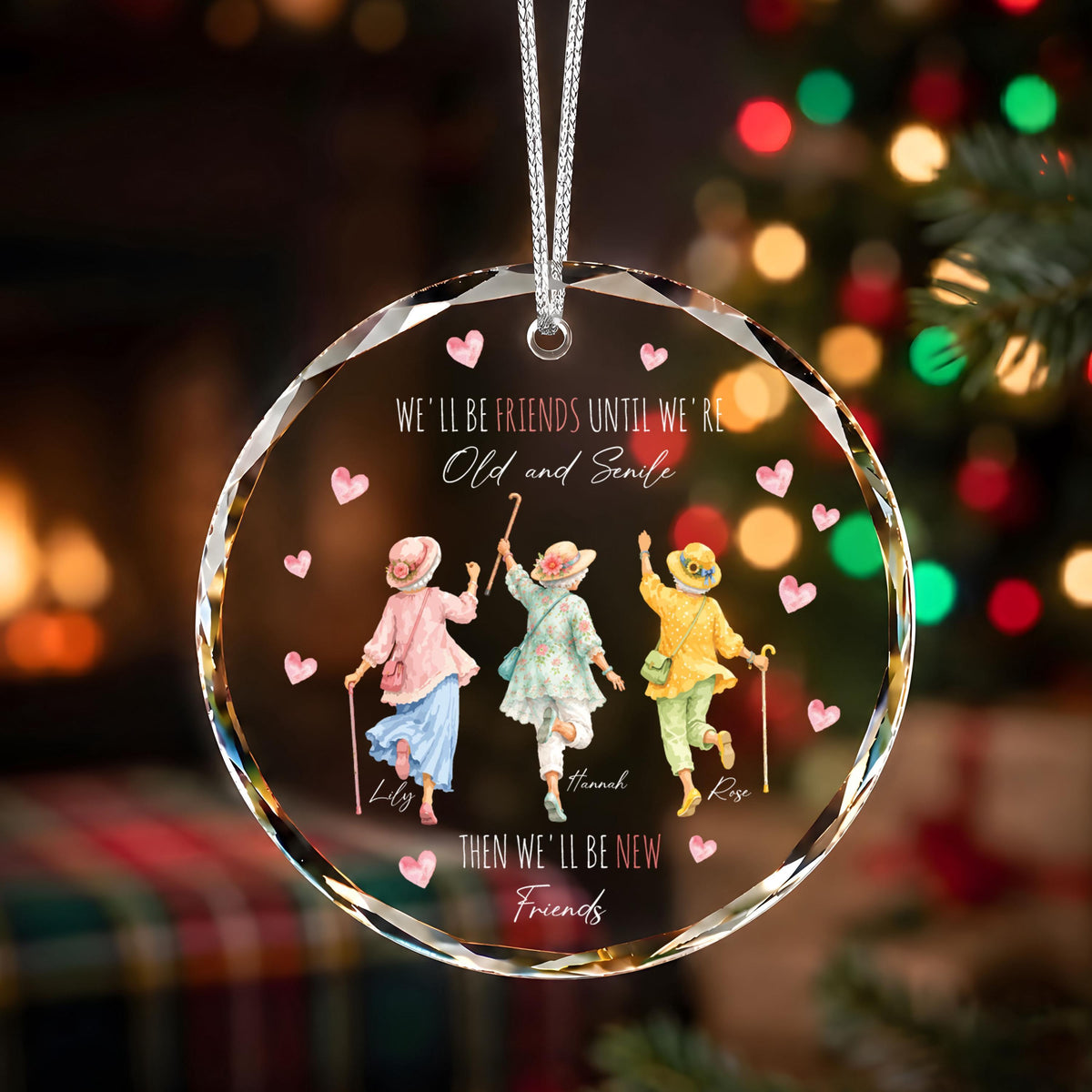 Personalized Friends Until We're Old and Senile Ornament, Best Friend Keepsake Gift