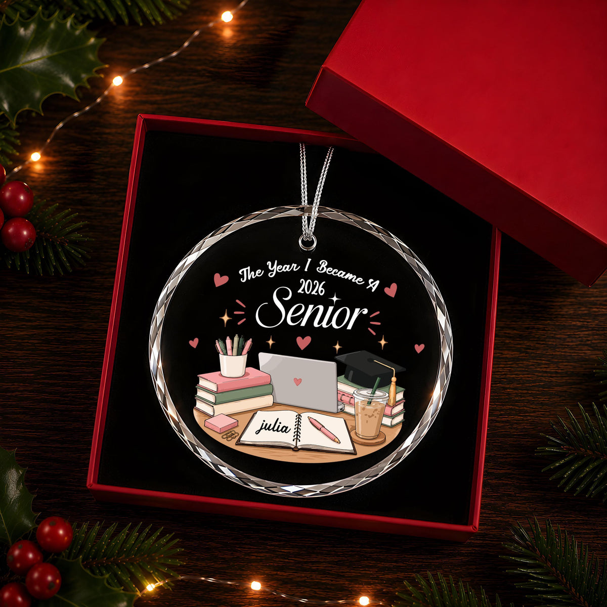 Personalized Senior Graduation Ornament, The Year I Became a Senior Keepsake (Glass or Ceramic)
