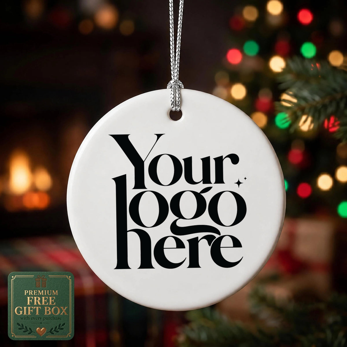 Custom Logo Round Ornament, Crystal Glass or Ceramic Corporate Keepsake