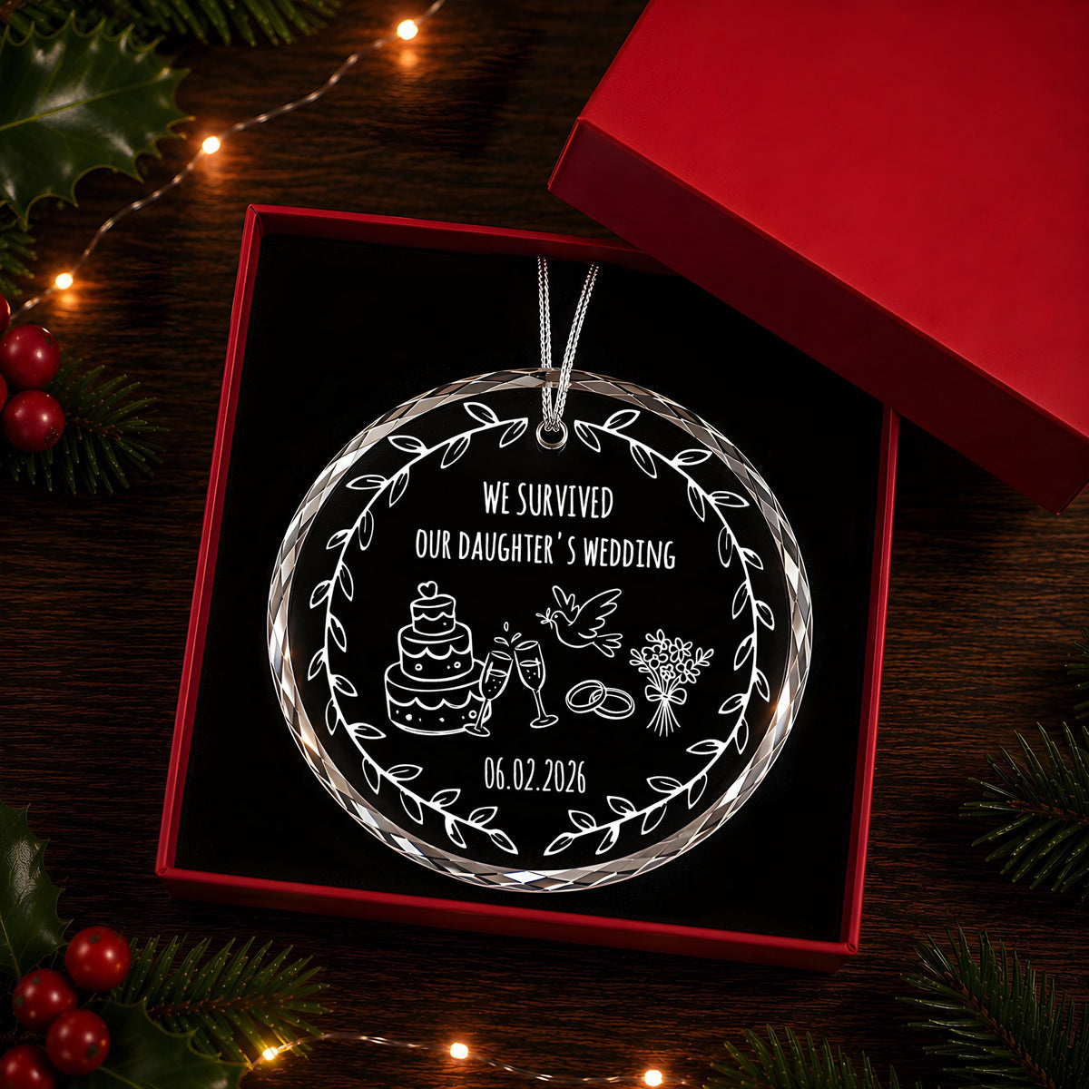 Parents of the Bride Wedding Ornament, Custom Date Keepsake