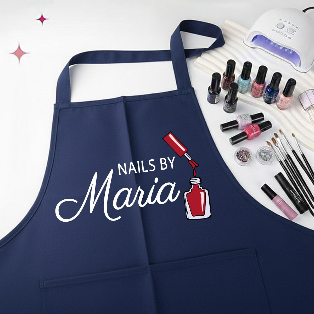 Custom Name Nail Artist Apron, Beauty Salon Aprons, Nail Stylist Gift Apron