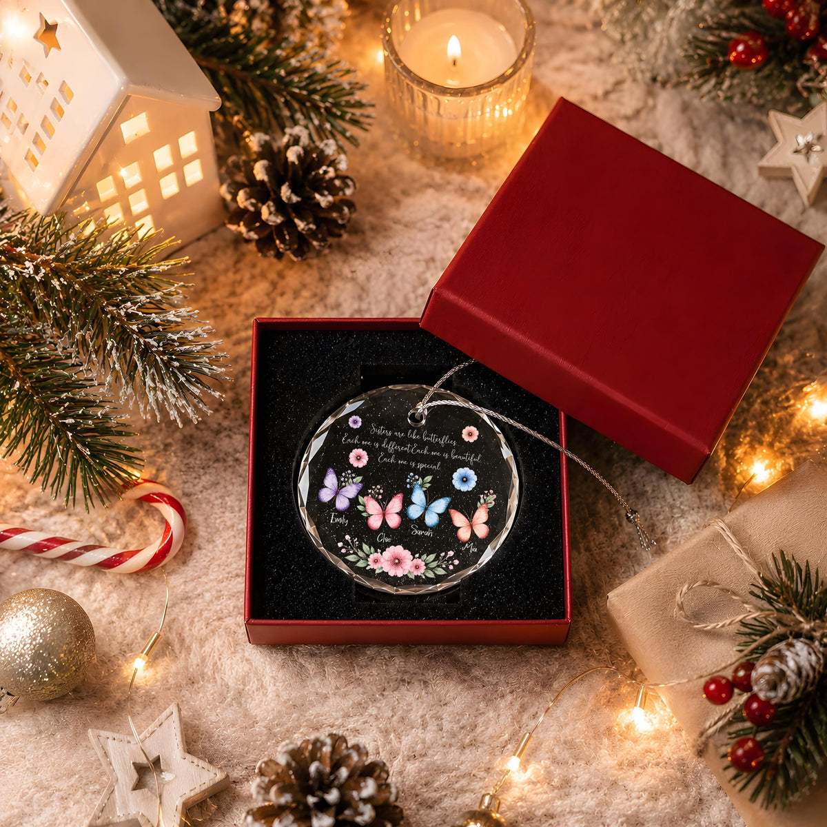 Custom Sister Ornament, Personalized Butterfly Christmas Ornament, Sisters Are Like Butterflies Gift