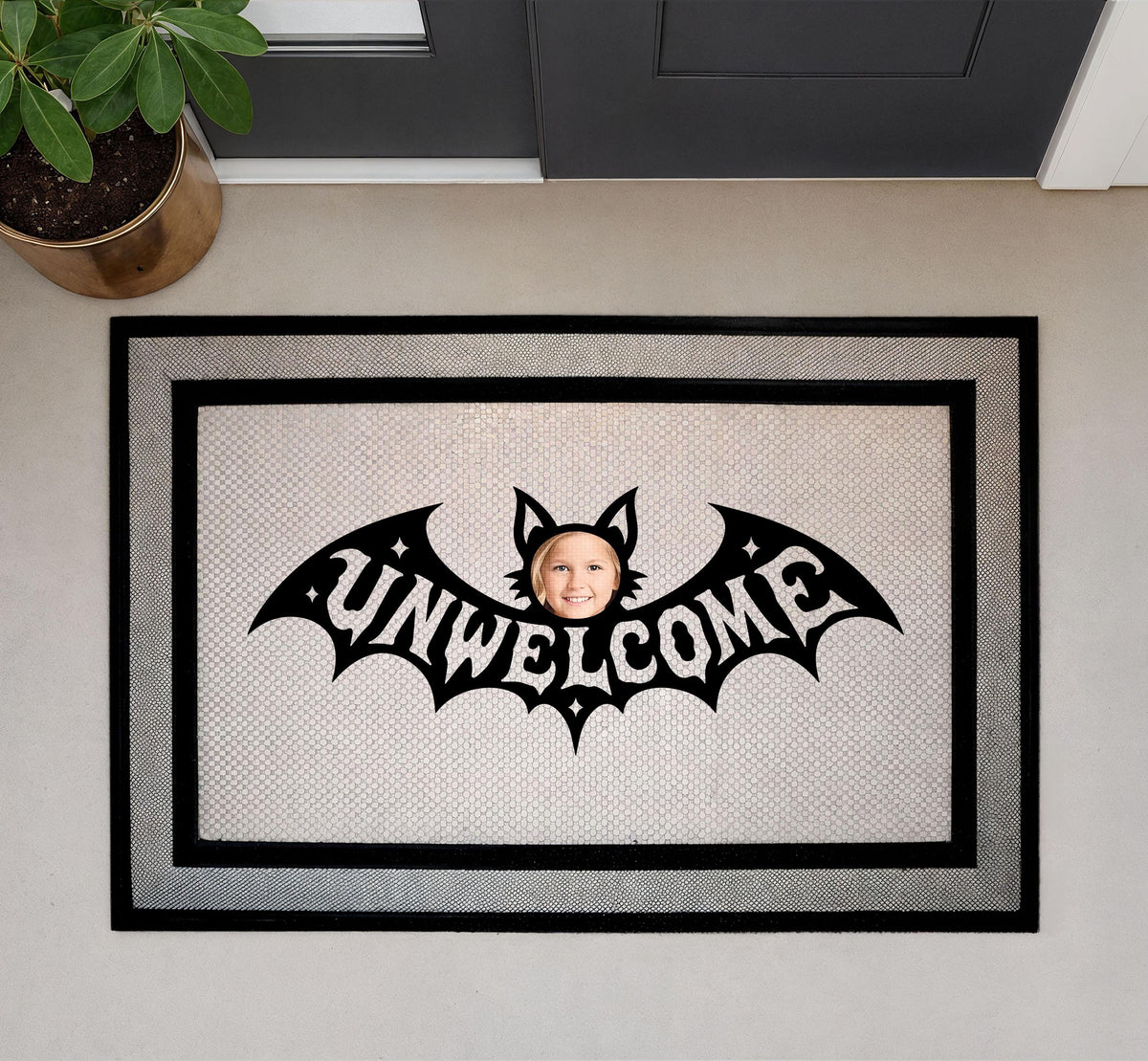 Spooky Halloween Bat Welcome Mat, Funny Go Away Front Door Mat