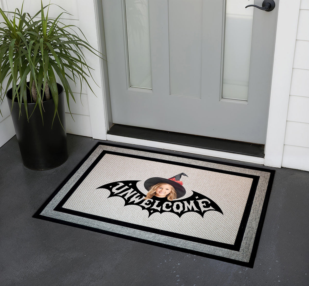 Spooky Halloween Bat Welcome Mat, Funny Go Away Front Door Mat