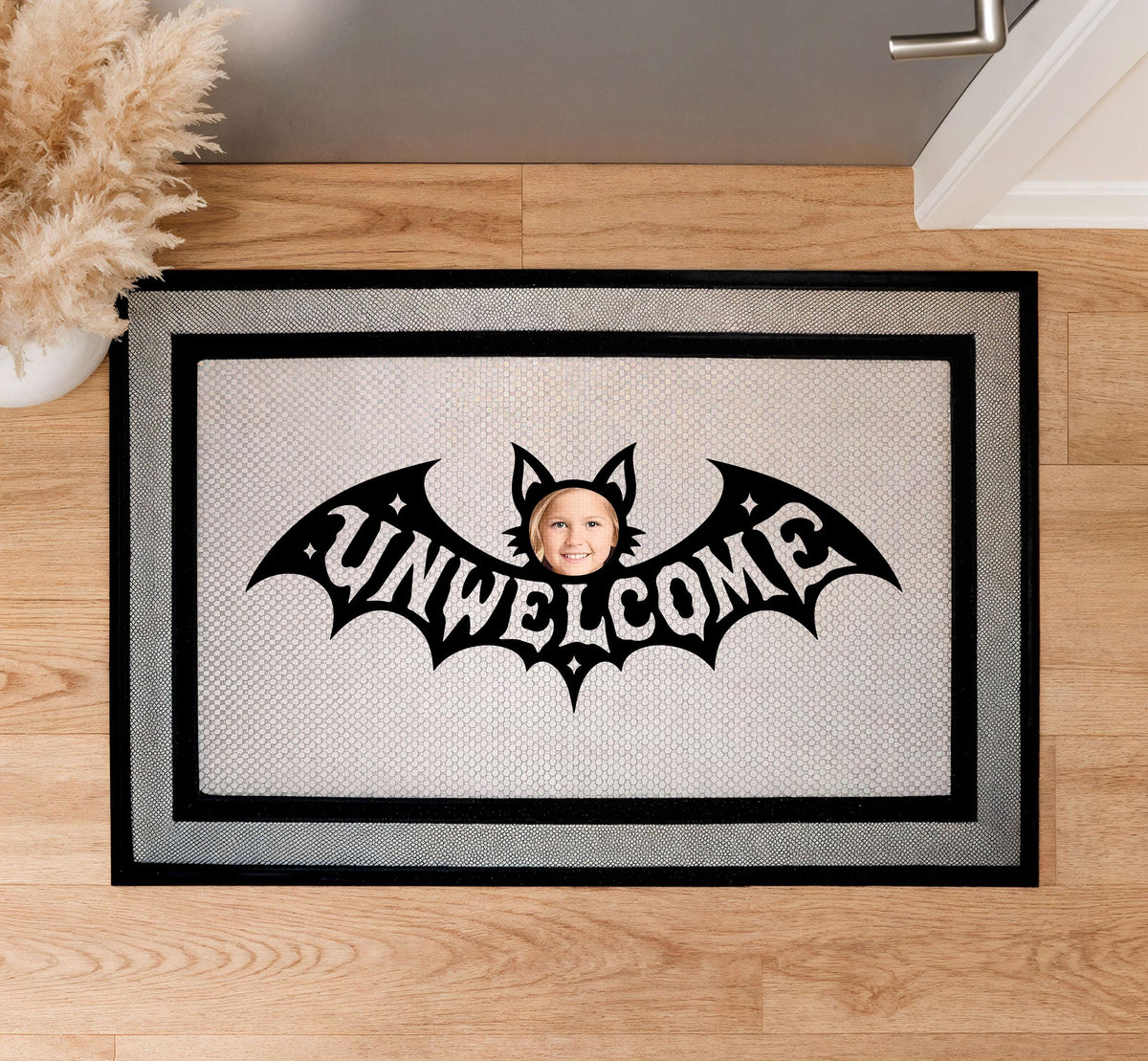 Spooky Halloween Bat Welcome Mat, Funny Go Away Front Door Mat