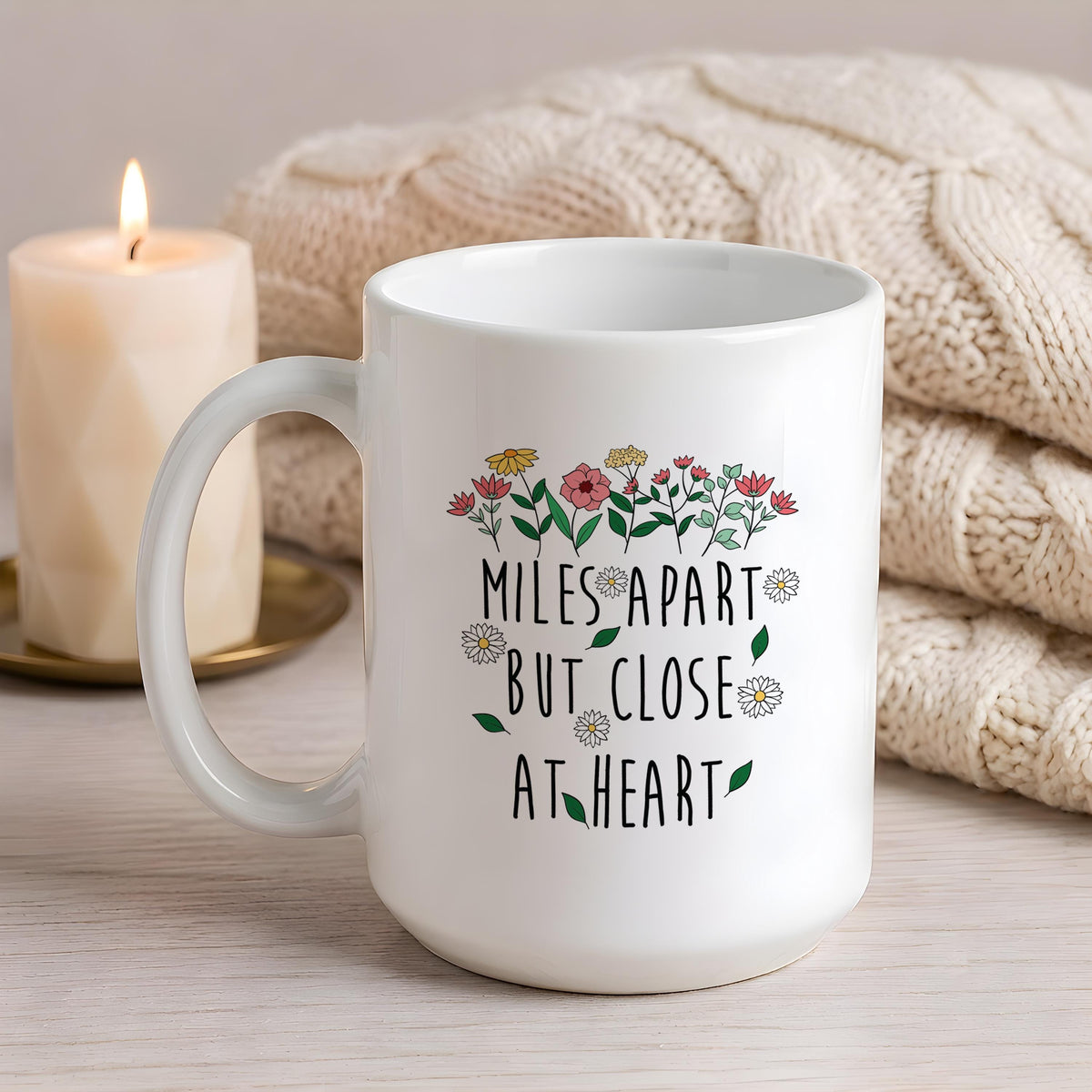 Long Distance Best Friend Mug, Miles Apart But Close At Heart Custom State Coffee Cup