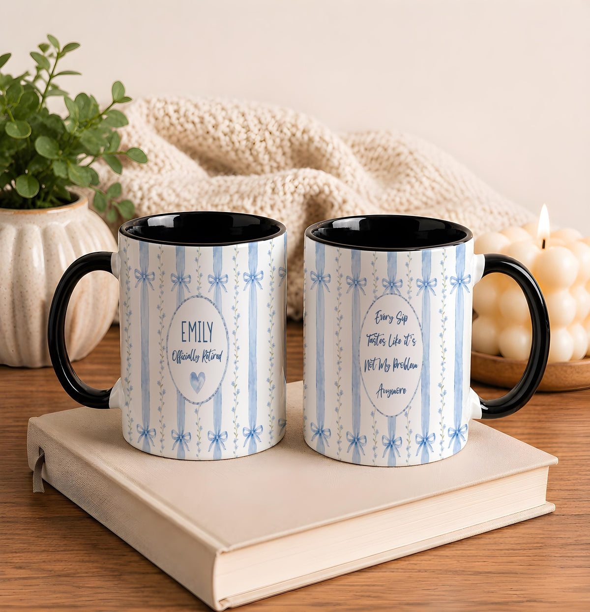 Personalized Retirement Mug, Custom Name Officially Retired Coffee Cup, Coworker Leaving Gift