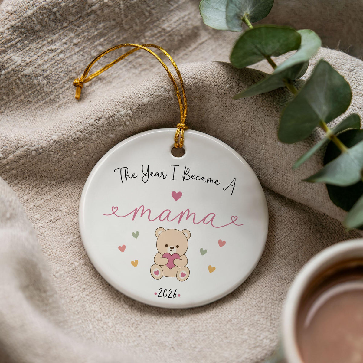 Ceramic Christmas Ornament, Mama Bear Keepsake, 2026 Holiday Ornament