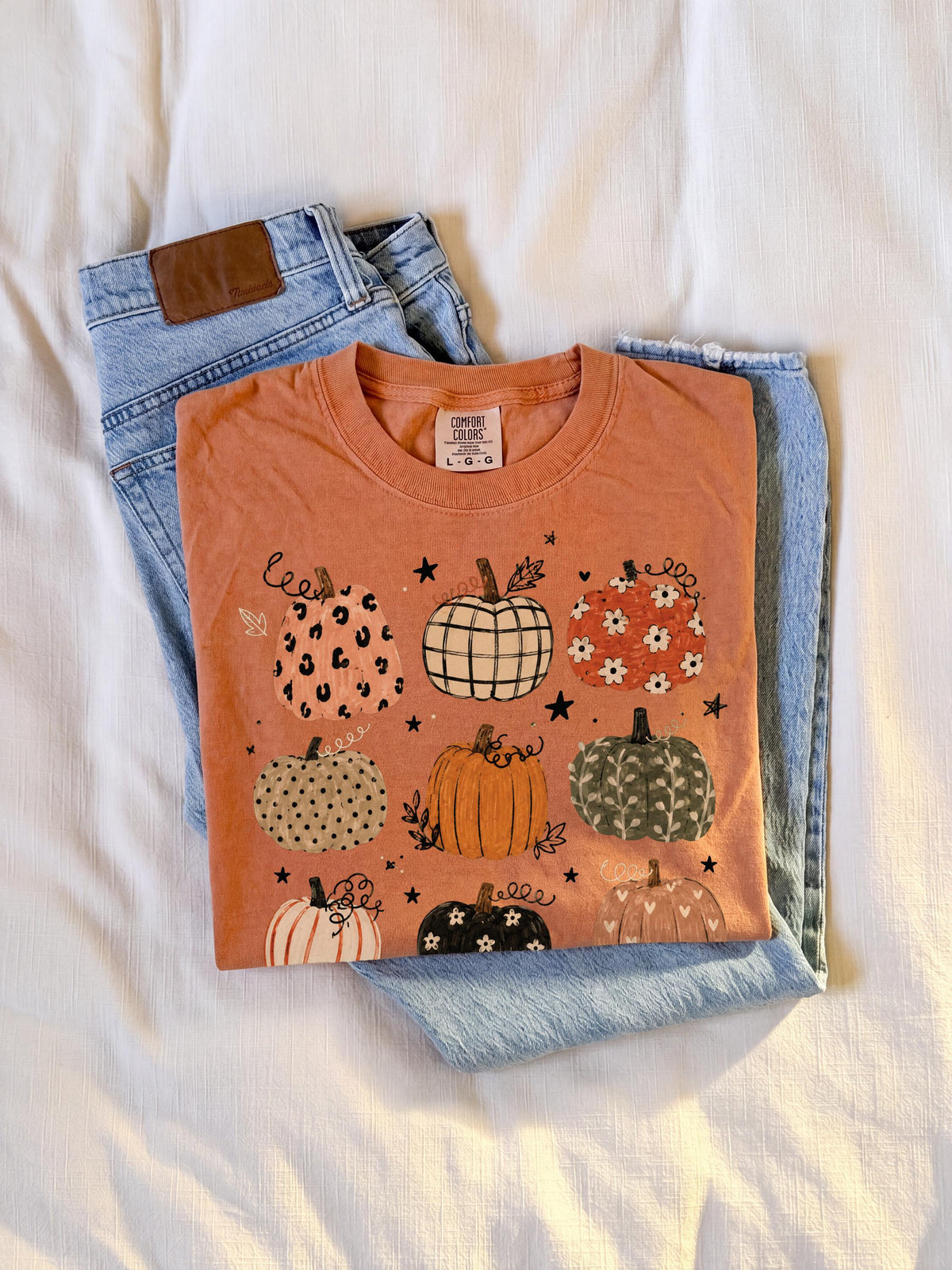 Boho Pumpkins Comfort Colors® Shirt, Floral Autumn Vibes Tee, Thanksgiving Women Gift