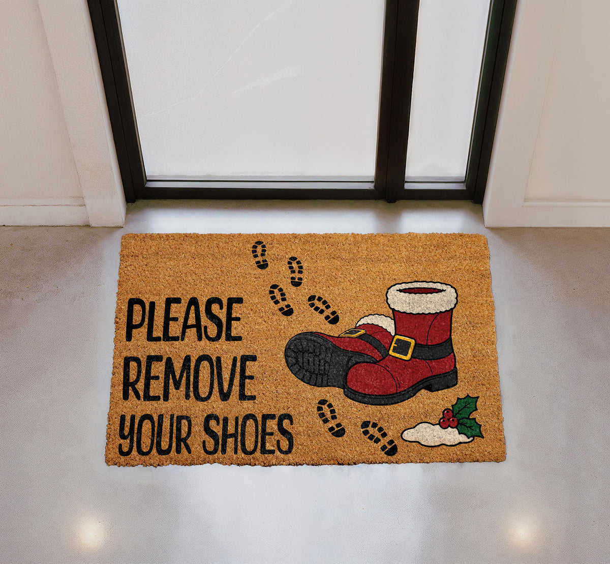 Personalized Christmas Doormat, Santa Boots, Please Remove Shoes (Coir)