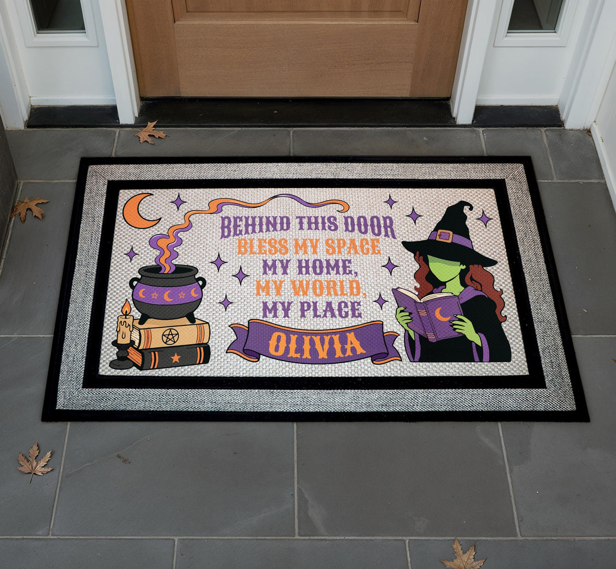 Personalized Witch Doormat, Custom Witchy Halloween Home Decor, Spooky Season Welcome Mat, Witchcraft Gift