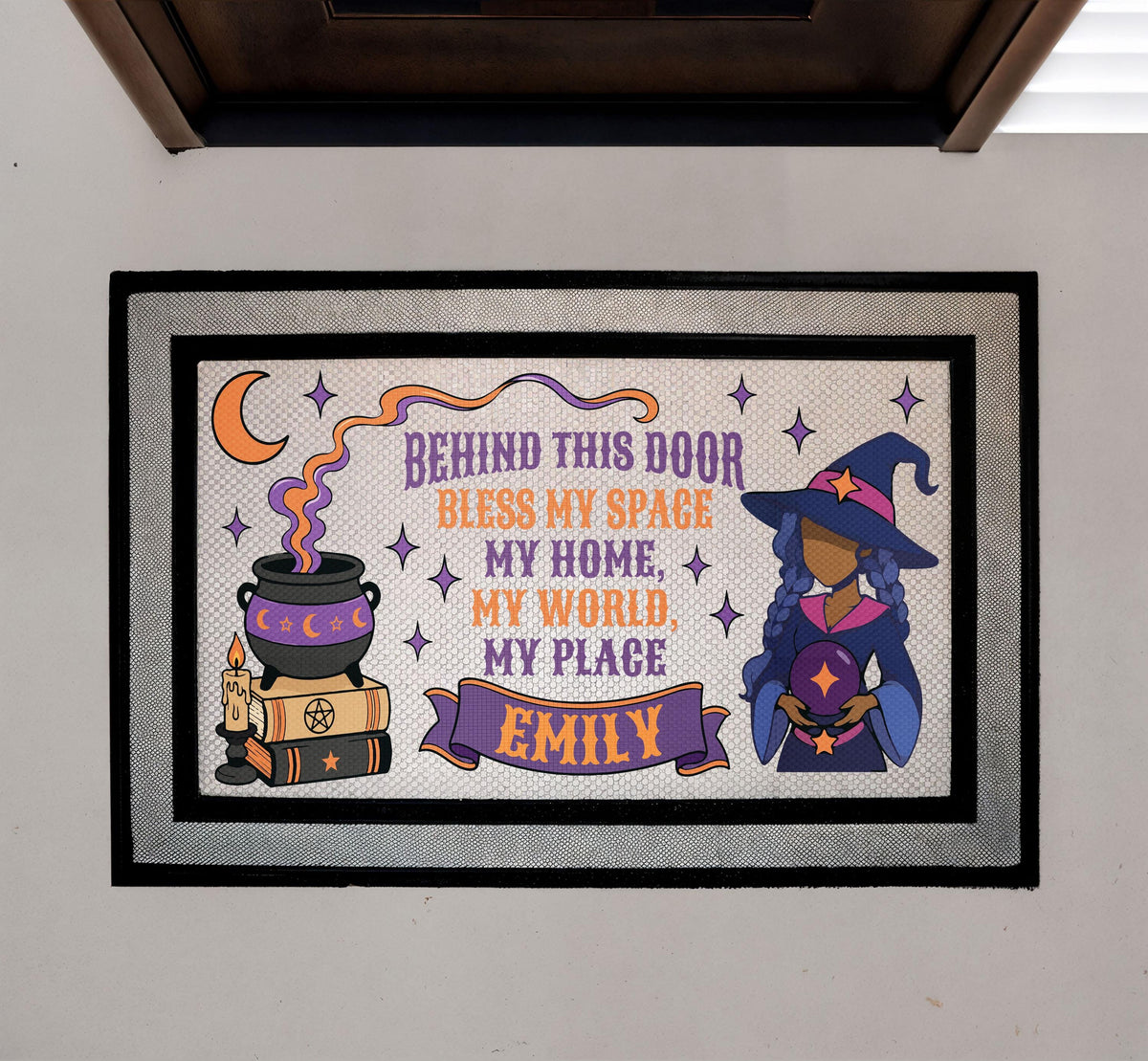 Personalized Witch Doormat, Custom Witchy Halloween Home Decor, Spooky Season Welcome Mat, Witchcraft Gift