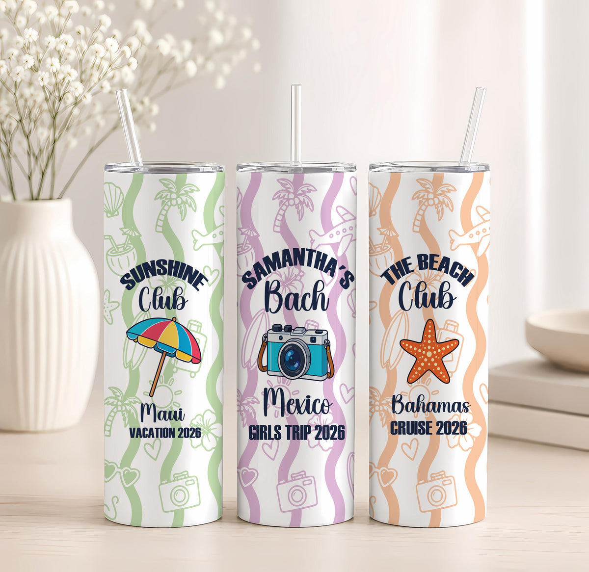 Personalized Girls Trip and Cruise Tumbler, 20 oz