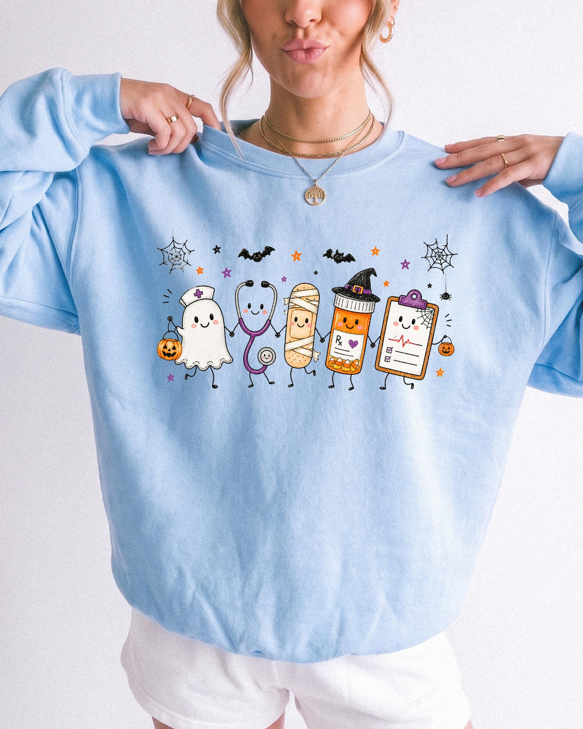 Halloween Nurse Sweatshirt, Spooky Nurse T-Shirt, Pumpkin Nursing Hoodie, Ghost Nursing Tee
