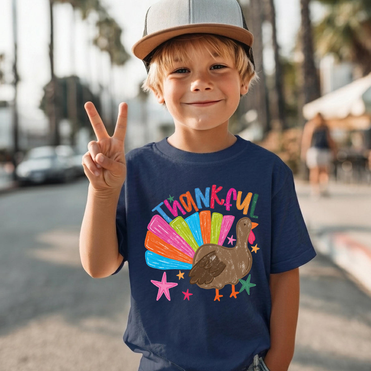 Thankful Kids Sweatshirt, Thanksgiving Baby Bodysuit, Colorful Turkey Toddler Shirt