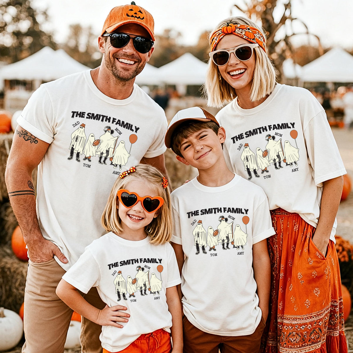 Custom Ghost Family Shirt, Spooky Family Matching T-Shirt, Halloween Kids Tees