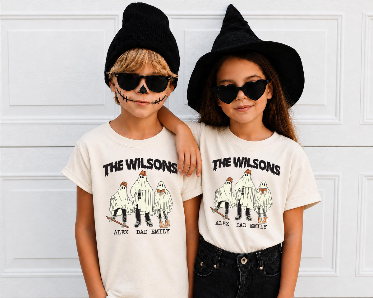 Custom Ghost Family Shirt, Spooky Family Matching T-Shirt, Halloween Kids Tees