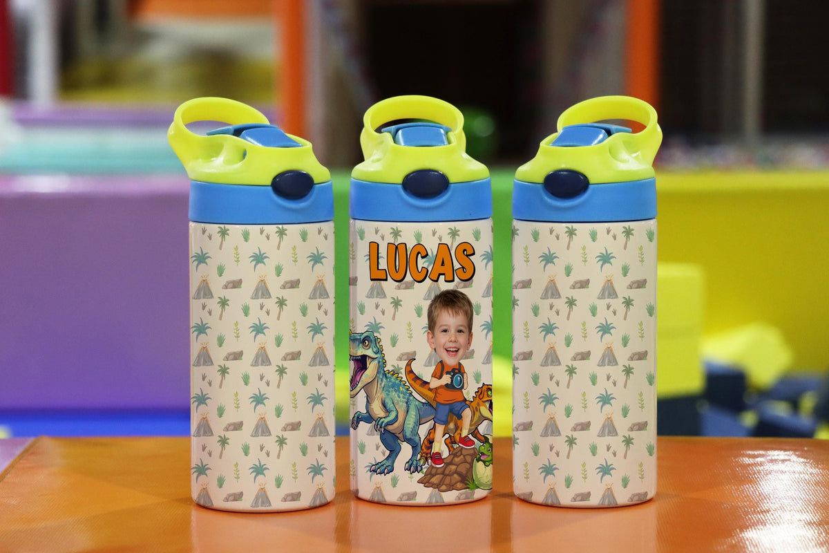 Personalized Dinosaur Photo Tumbler, Kids Adventure Sippy Cup