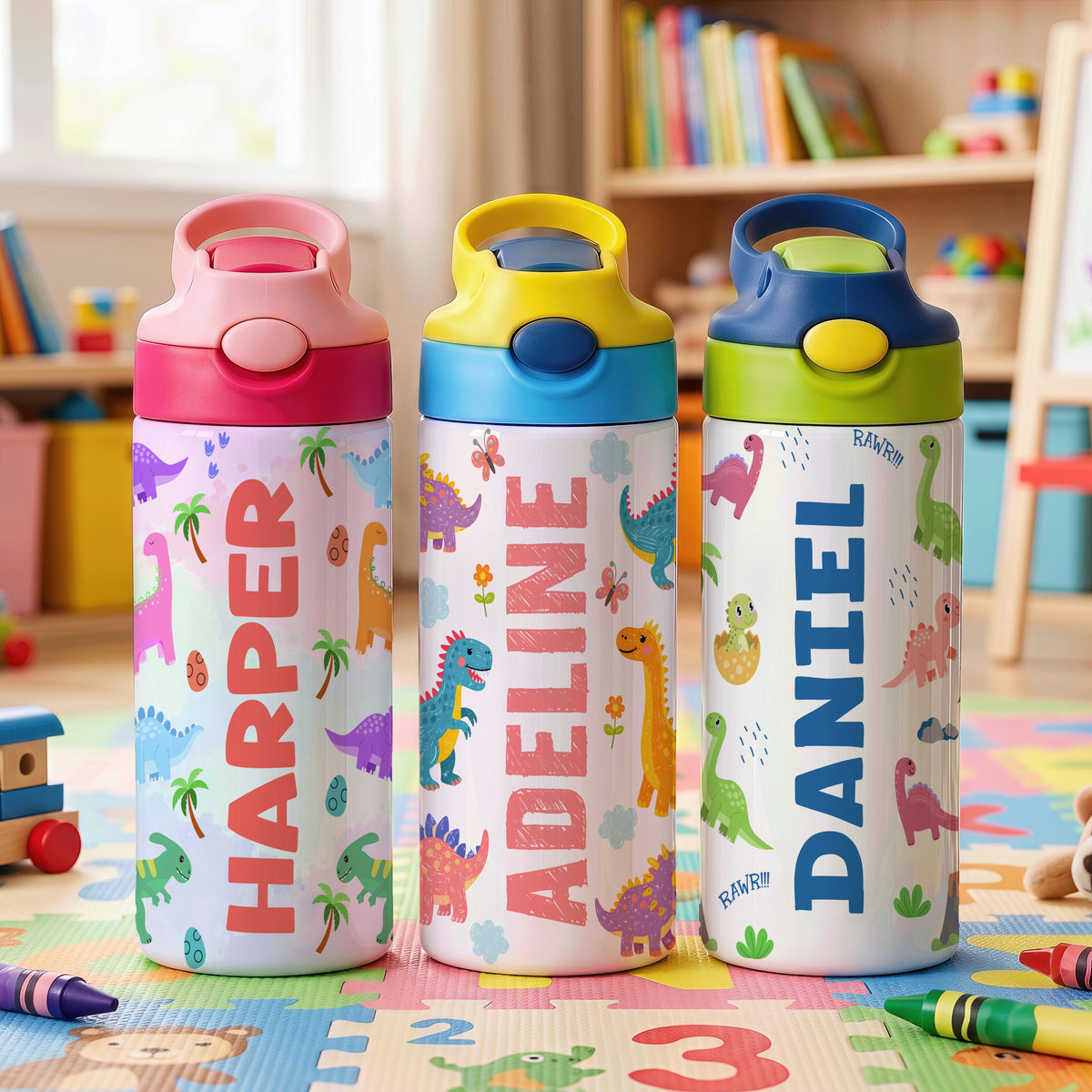 Personalized Dinosaur Kids Tumbler, Stainless Steel Water Bottle, Dino Lover Gift