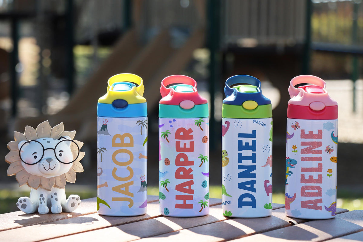 Personalized Dinosaur Kids Tumbler, Stainless Steel Water Bottle, Dino Lover Gift