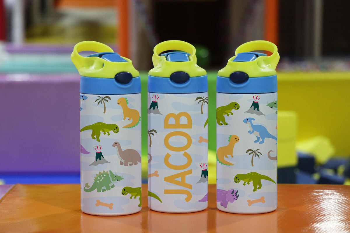 Personalized Dinosaur Kids Tumbler, Stainless Steel Water Bottle, Dino Lover Gift