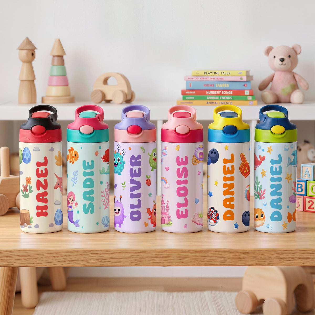 Personalized Kids Ocean Tumbler, Custom Name Sea Life Water Bottle