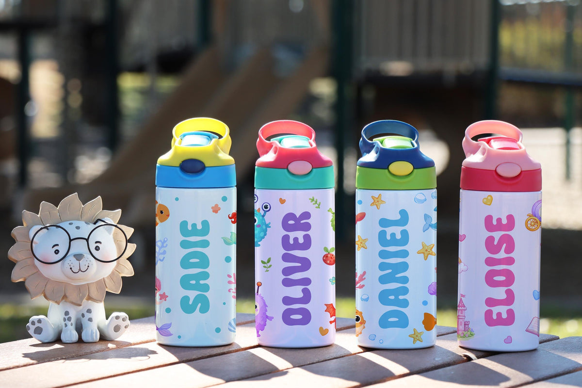Personalized Kids Ocean Tumbler, Custom Name Sea Life Water Bottle