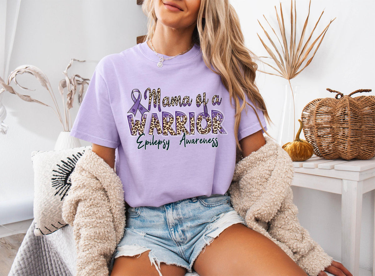 Comfort Colors® Epilepsy Awareness Shirt, Epilepsy Mama Support Tee, Epilepsy Warrior Mom Gift, Purple Ribbon T-shirts