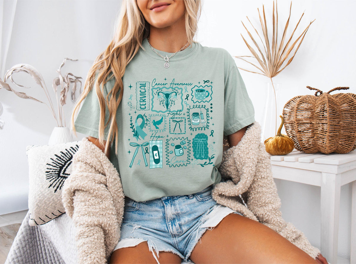 Comfort Colors® Cervical Cancer Awareness Shirt, Ribbon Cancer Support Tee, Cervical Cancer Fighter Gift
