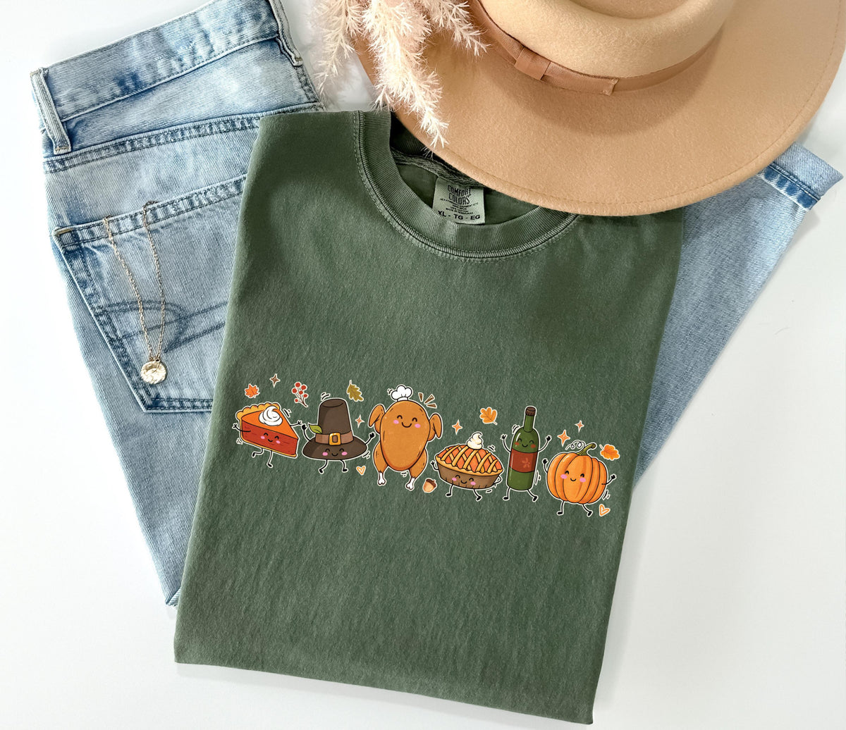 Thanksgiving Foods Comfort Colors® T-Shirt, Thankful Pumpkin Shirt, Funny Fall Dinner Tee
