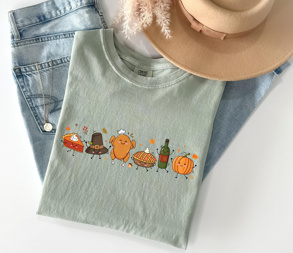 Thanksgiving Foods Comfort Colors® T-Shirt, Thankful Pumpkin Shirt, Funny Fall Dinner Tee