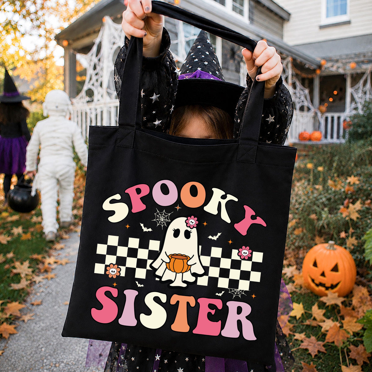 Custom Ghoul Birthday Tote Bag, Halloween Birthday Kids Bags, Personalized Spooky Tote Bag, Trick or Treat Matching Totes