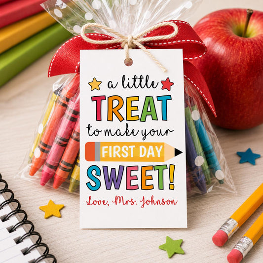 1st Day of School Treat Gift Tag for Teachers, Back to School Gift Tags from Teacher, Student Welcome Gift Tag