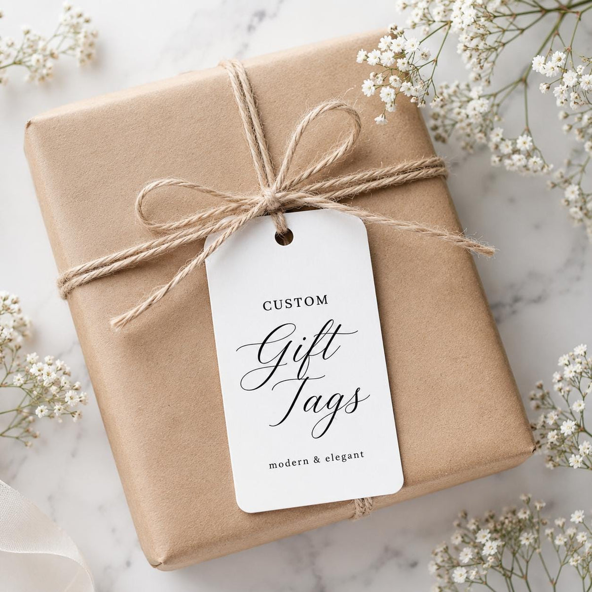 Gift Tags with String, Elegant Packaging Tags (Digital File)