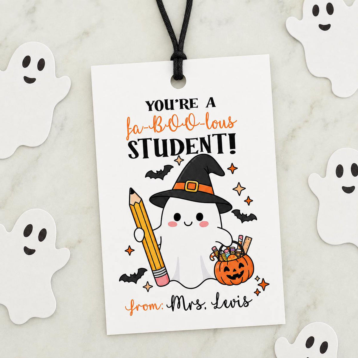 Halloween Teacher Gift Tags, Ghost Student, Kindergarten, Preschool, 1st Grade (Digital Download)