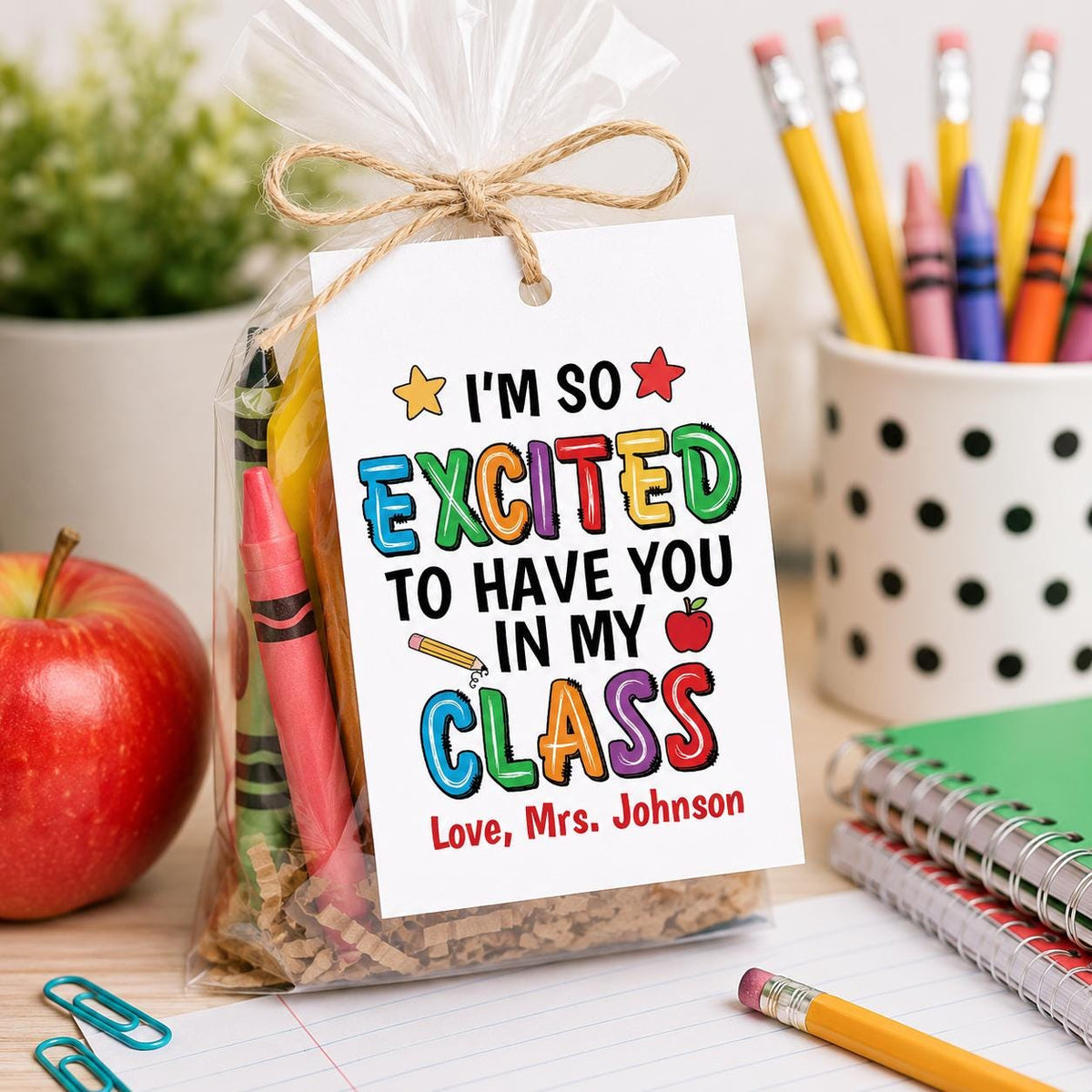 Personalized Back to School Gift Tag for Teachers, Welcome Gift (Custom Name)