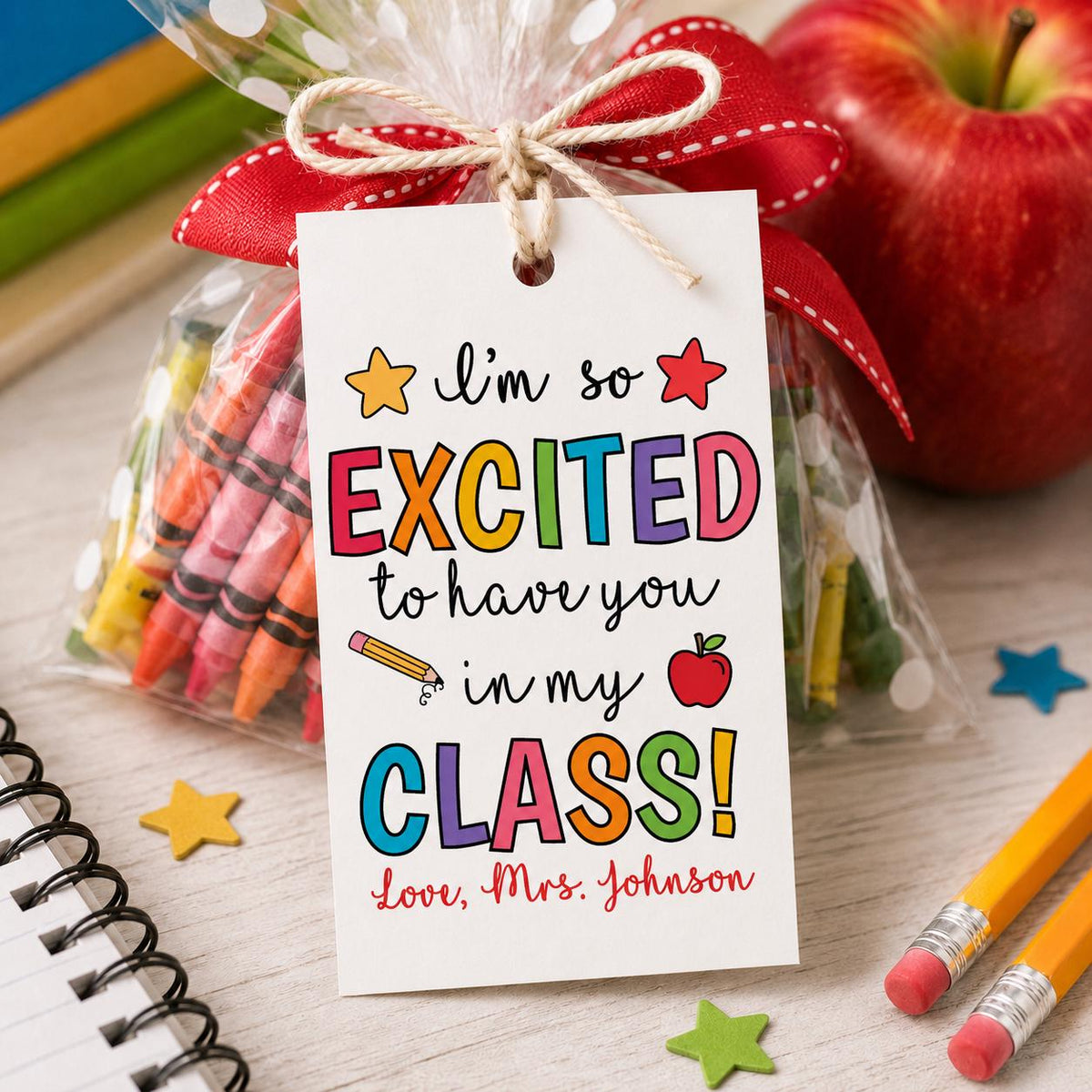 Personalized Student Back-to-School Gift Tag for Teachers, Welcome Gift (Custom Name)