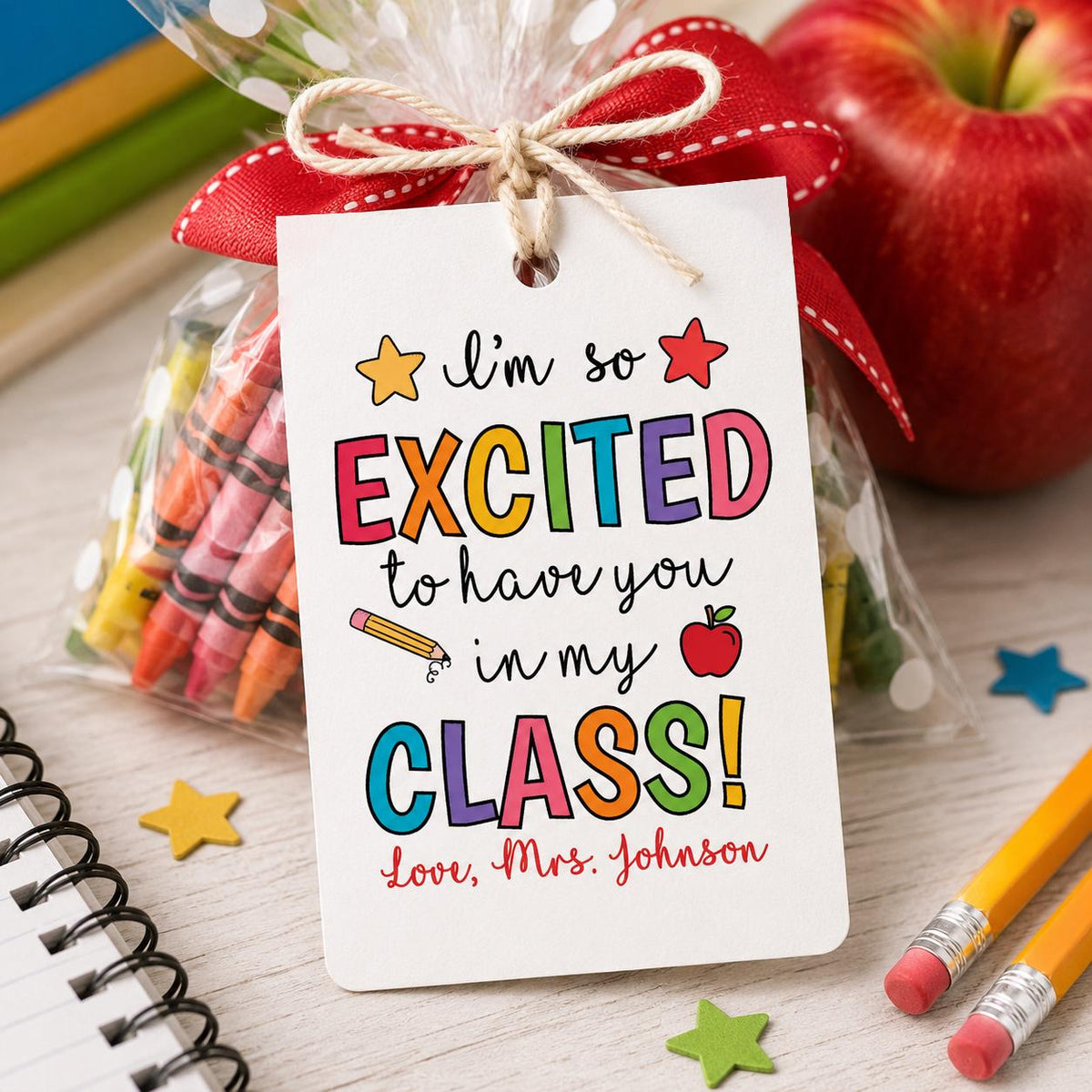 Personalized Student Back-to-School Gift Tag for Teachers, Welcome Gift (Custom Name)