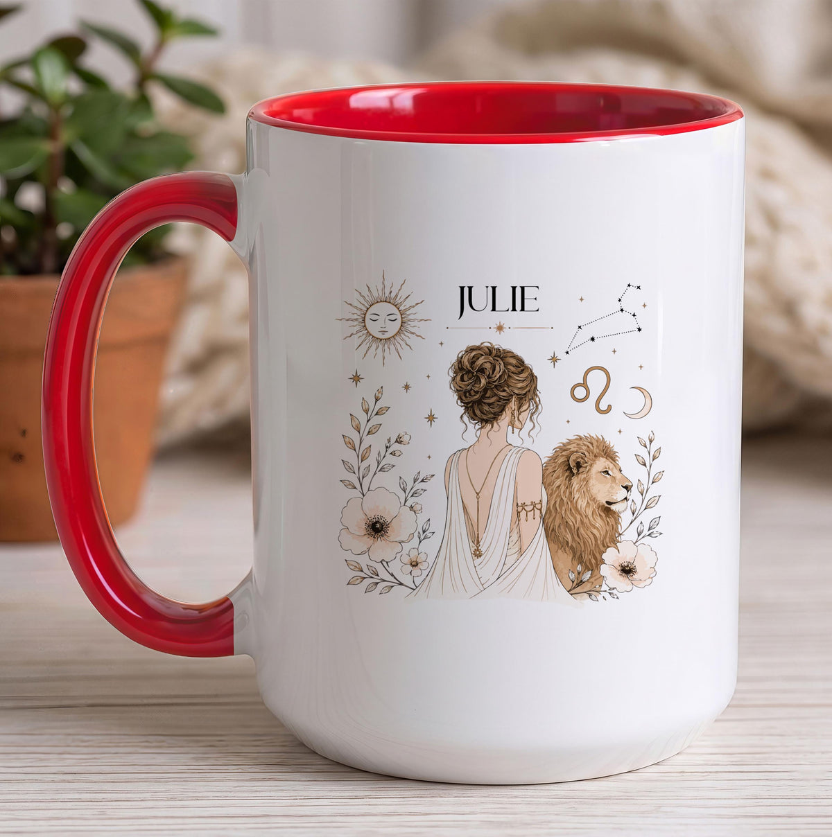 Personalized Zodiac Ceramic Mug, Custom Name Astrology Goddess Cup (11oz/15oz)