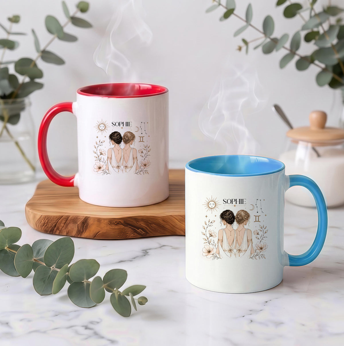Personalized Zodiac Ceramic Mug, Custom Name Astrology Goddess Cup (11oz/15oz)