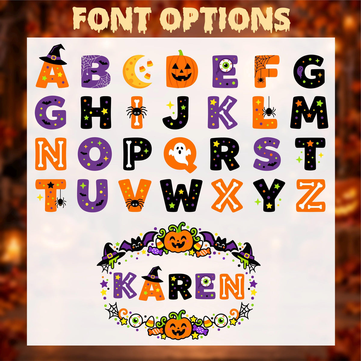 Personalized Halloween Name Canvas Tote Bag