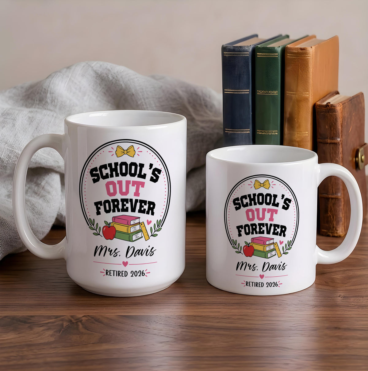 Personalized Teacher Retirement Mug, Schools Out Forever Coffee Cup, Retired  Teacher Name Gift