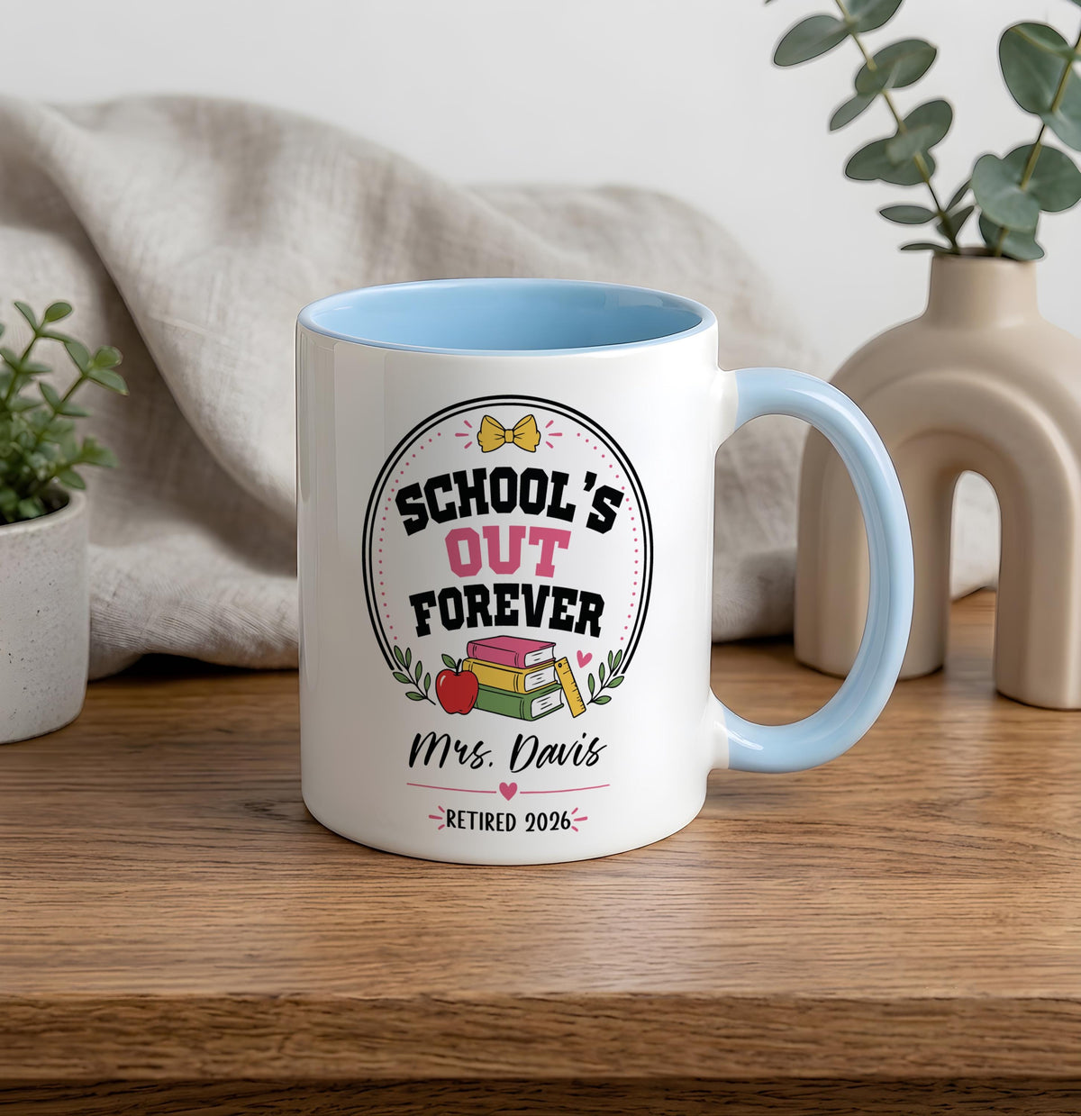 Personalized Teacher Retirement Mug, Schools Out Forever Coffee Cup, Retired  Teacher Name Gift
