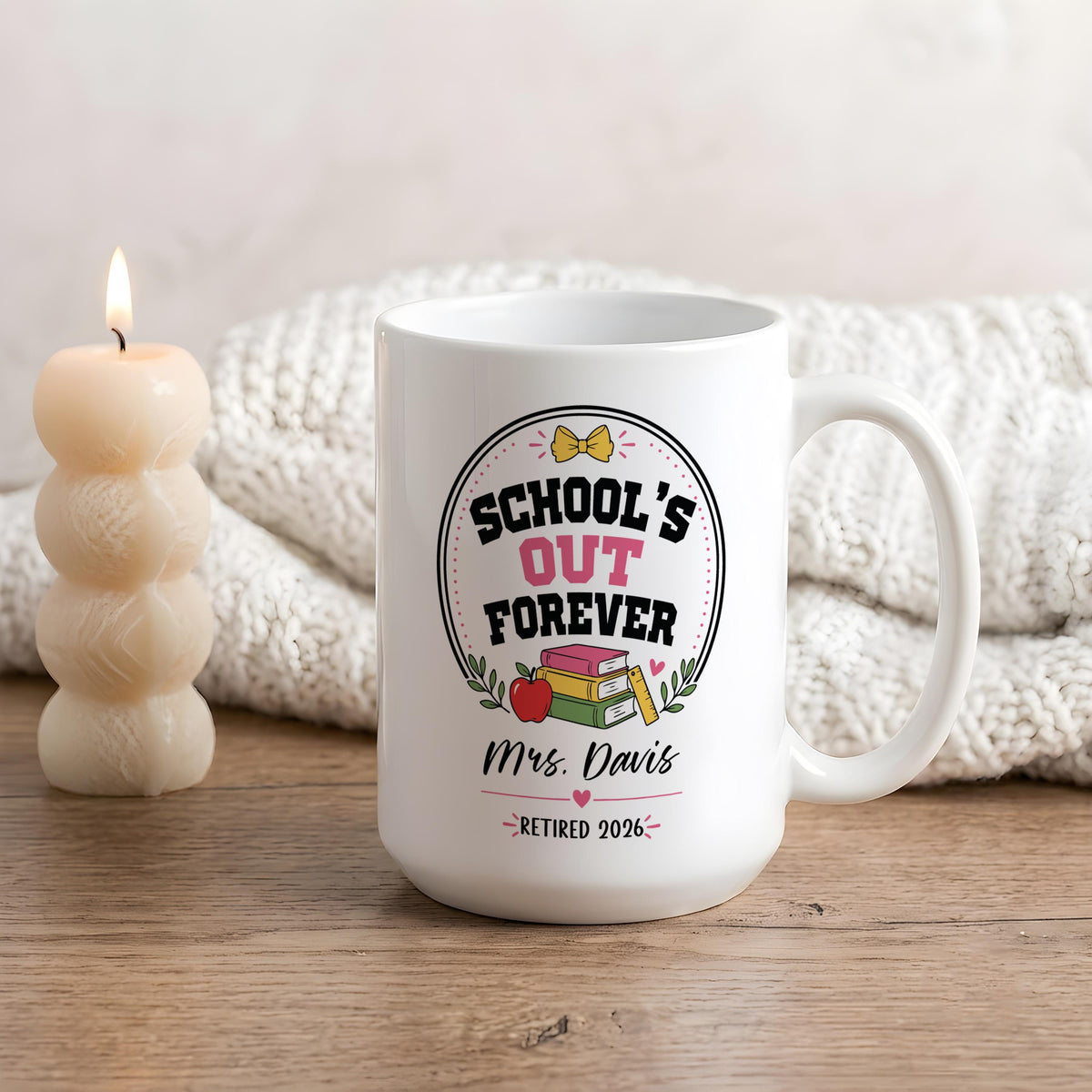 Personalized Teacher Retirement Mug, Schools Out Forever Coffee Cup, Retired  Teacher Name Gift