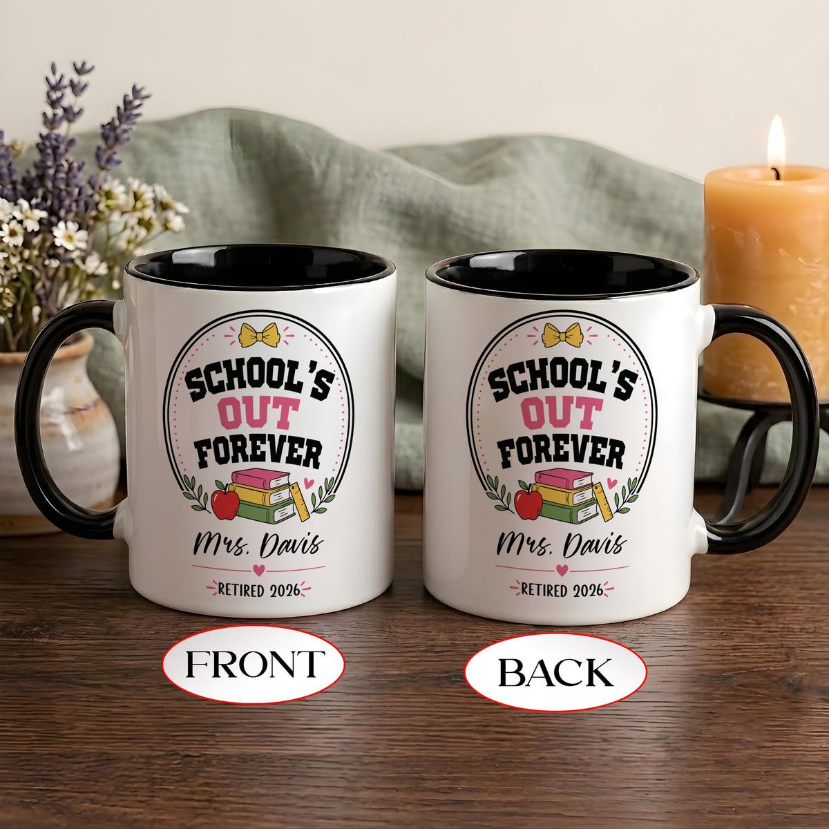 Personalized Teacher Retirement Mug, Schools Out Forever Coffee Cup, Retired  Teacher Name Gift